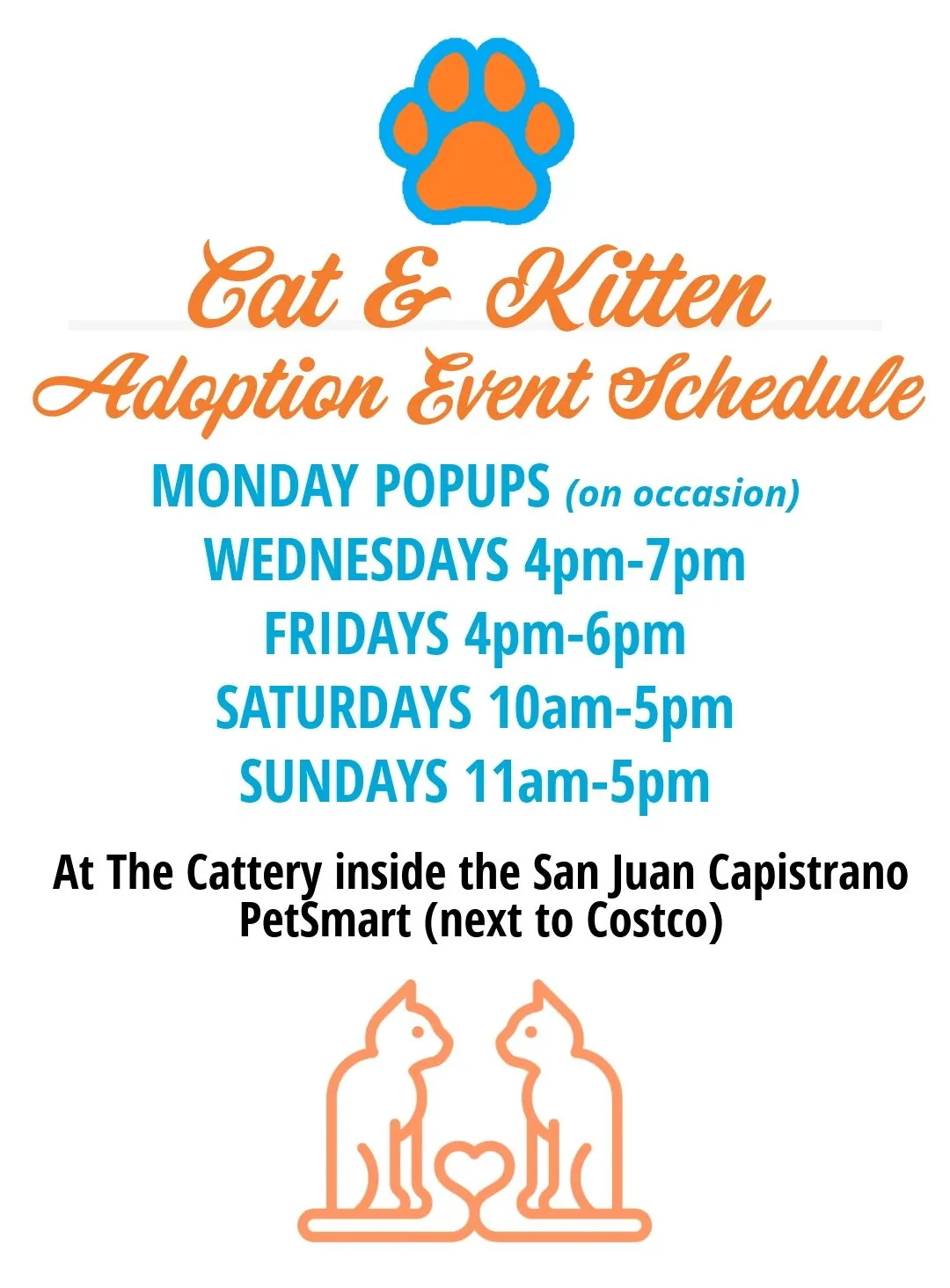 Adoption event schedule